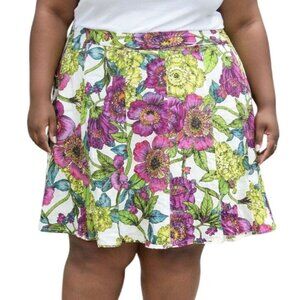 Lane Bryant Plus Size 26 Skirt Womens Floral Tropical Print Side Zipper